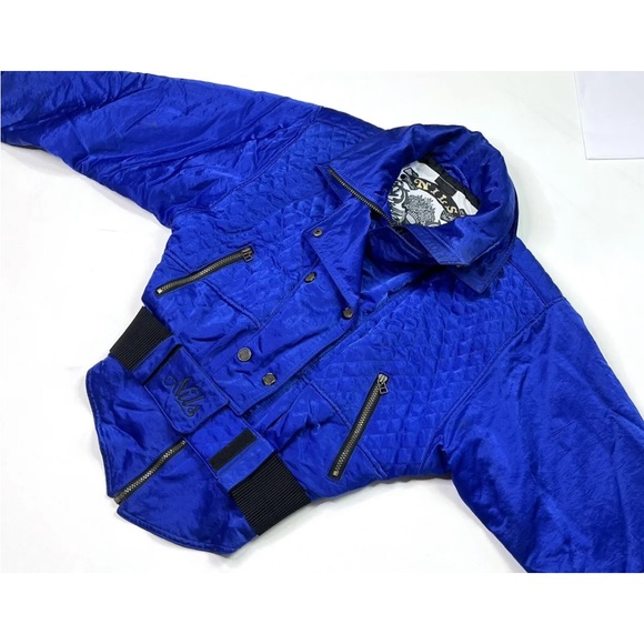 Nils Ski Jacket Womens 10 Vintage USA Full Zip Blue Belted Snowboard Coat - Picture 3 of 10
